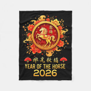 Happy Chinese New Year 2026 Lunar Year Of The Hors Fleece Blanket