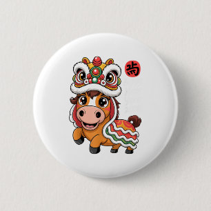 Happy Chinese New Year 2026 Year Of The Horse Drag 6 Cm Round Badge