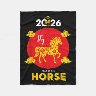 Happy Chinese New Year 2026 Year Of The Horse  Fleece Blanket