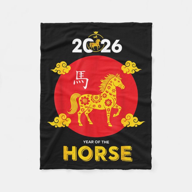 Happy Chinese New Year 2026 Year Of The Horse  Fleece Blanket (Front)