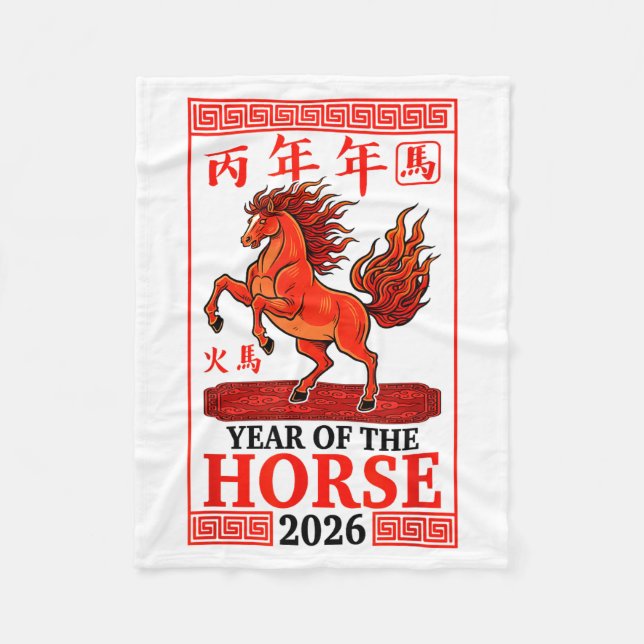 Happy Chinese New Year 2026 Year Of The Horse Horo Fleece Blanket (Front)