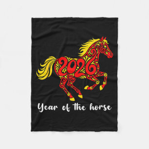 Happy Chinese New Year 2026 Year Of The Horse Horo Fleece Blanket