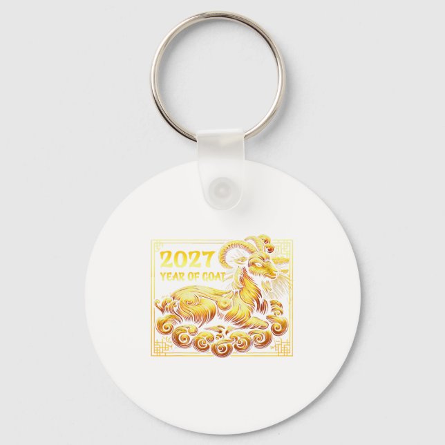 Happy Chinese New Year 2027 - Lunar New Year Goat  Key Ring (Front)