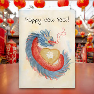 Happy Chinese New Year Chinese Dragon with Coin Card