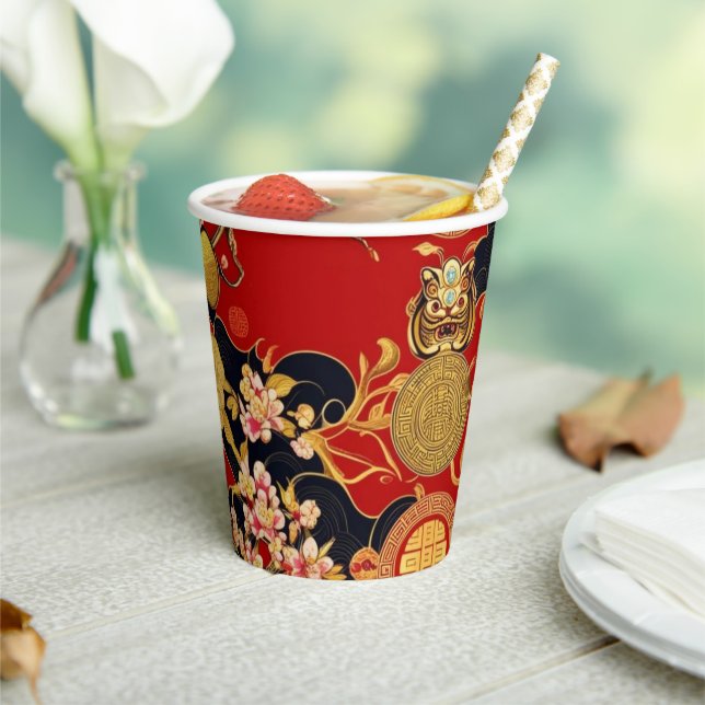 Happy Chinese New Year modern asian pattern Paper Cups (Insitu)