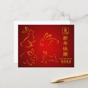 Happy Chinese New Year Of Rabbit Postcard