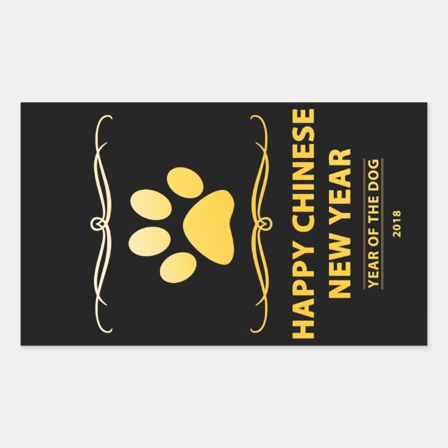 Happy Chinese New Year of the Dog 2018 Mod Rectangular Sticker (Front)