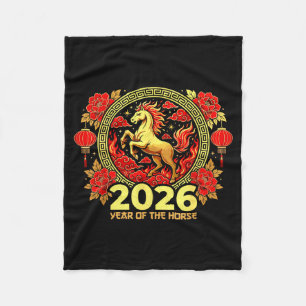 Happy Chinese New Year Of The Fire Horse Chinese Z Fleece Blanket