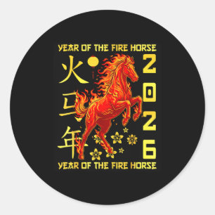 Happy Chinese New Year Of The Horse 2026 Lunar New Classic Round Sticker