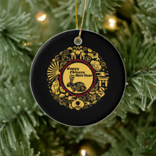 Happy Chinese New Year of the Rabbit Ceramic Tree Decoration