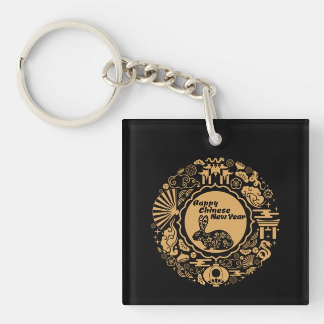 Happy Chinese New Year of the Rabbit Key Ring (Front)