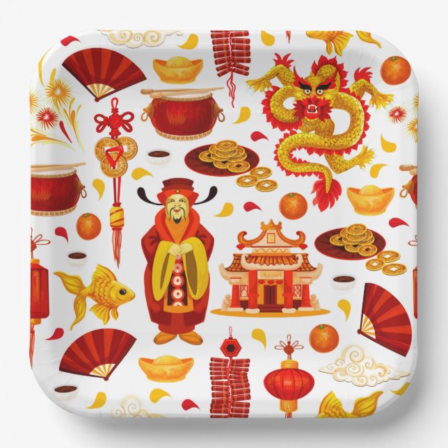 Happy Chinese New Year Paper Plate (Front)
