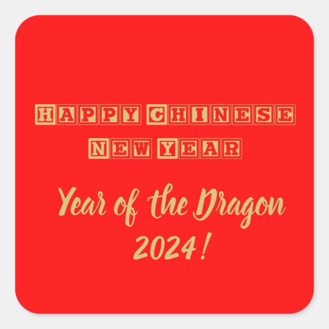 Happy Chinese New Year Square Sticker (Front)