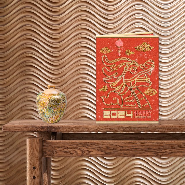 Happy Chinese Red Gold New Year of the Dragon 2024 Holiday Card (Creator Uploaded)