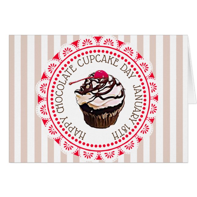 Happy Chocolate Cupcake Day Blank Greeting Card (Front Horizontal)