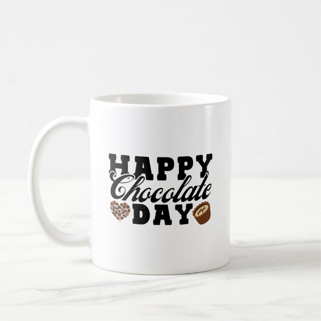 Happy Chocolate Day, Chocolate Lover's Joyful Coffee Mug (Left)