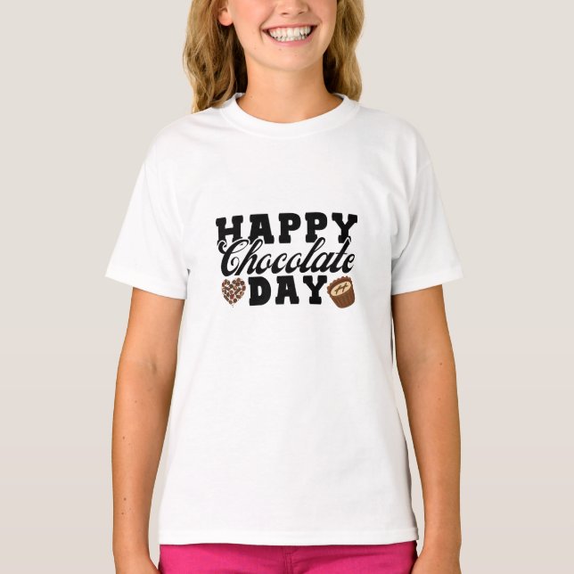 Happy Chocolate Day, Chocolate Lover's Joyful T-Shirt (Front)