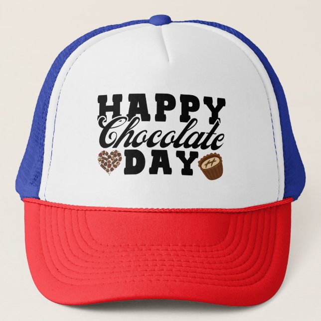 Happy Chocolate Day, Chocolate Lover's Joyful Trucker Hat (Front)