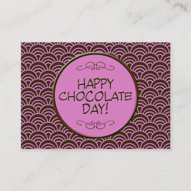 Happy Chocolate Day! Pink and Brown Business Card (Front)