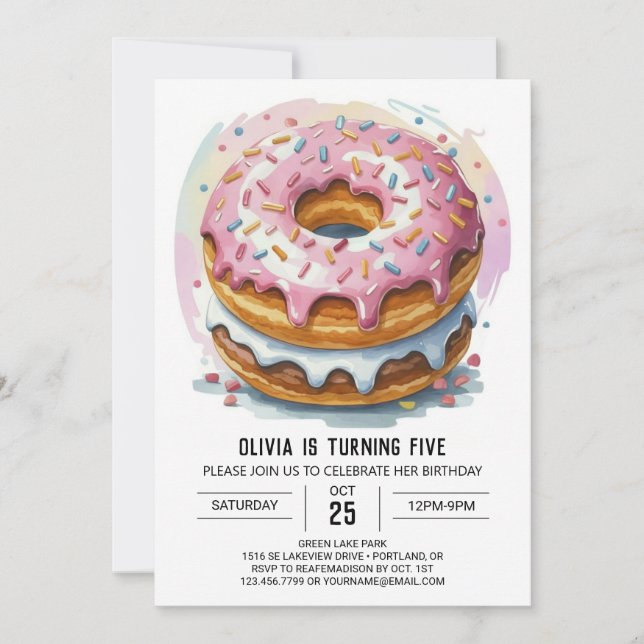 Happy Chocolate Doughnuts Birthday Invitation (Front)
