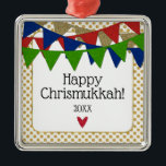 Happy Chrismukkah Christmas and Hanukkah Metal Tree Decoration<br><div class="desc">For the family that celebrates both Christmas and Hanukkah,  this design includes red and green for Christmas AND blue and gold for Hanukkah,  making it the perfect Chrismukkah design! Dated and "Happy Christmukkah!" may be personalised.</div>