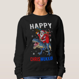 Happy Chrismukkah Dinosaur Santa Claus Christmas H Sweatshirt