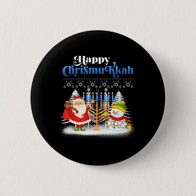 Happy Chrismukkah Funny Hanukkah Christmas Jewis 6 Cm Round Badge (Front)