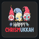 Happy Chrismukkah Gnomes Hanukkah Merry Christmas  Square Sticker<br><div class="desc">Happy Chrismukkah Gnomes Hanukkah Merry Christmas Pyjamas</div>