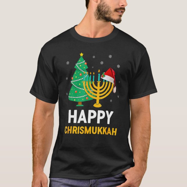 Happy Chrismukkah  Hanukkah And Christmas T-Shirt (Front)