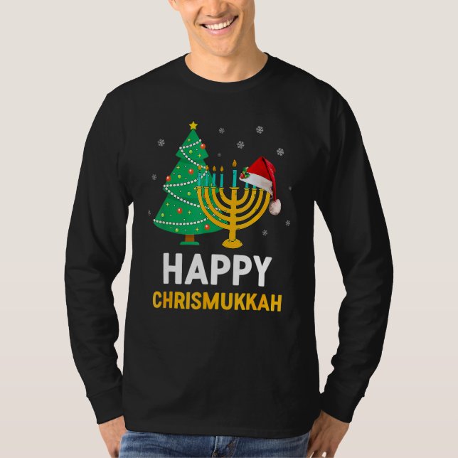 Happy Chrismukkah  Hanukkah And Christmas T-Shirt (Front)