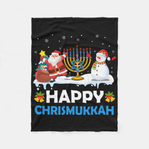 Happy Chrismukkah Hanukkah Fun Merry Christmas Jew Fleece Blanket