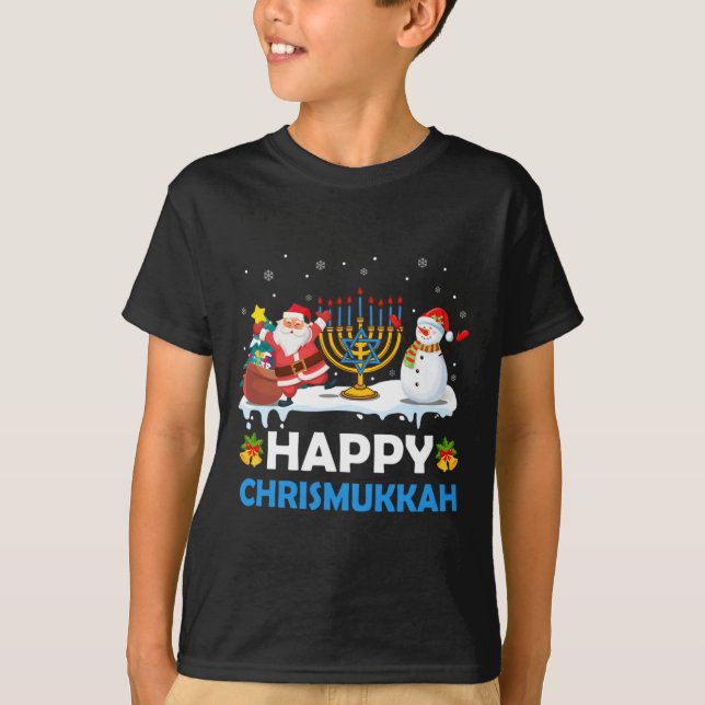 Happy Chrismukkah Hanukkah Fun Merry Christmas Jew T-Shirt (Front)