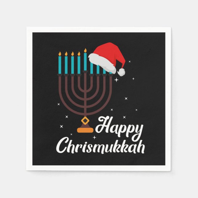 Happy Chrismukkah Hanukkah Jewish Festival Gift Napkin (Front)