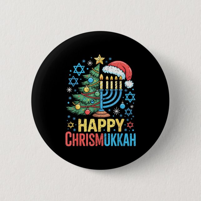 Happy Chrismukkah Holiday Christmas And Hanukkah S 6 Cm Round Badge (Front)