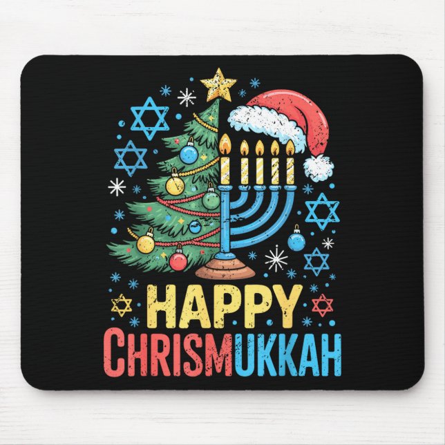 Happy Chrismukkah Holiday Christmas And Hanukkah S Mouse Pad (Front)