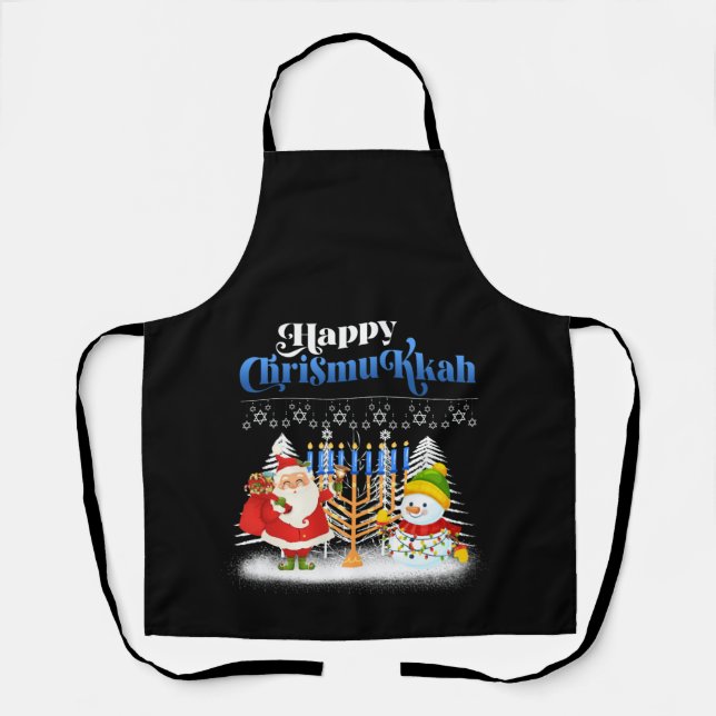 Happy Chrismukkah Jewish Christmas Hanukkah Apron (Front)