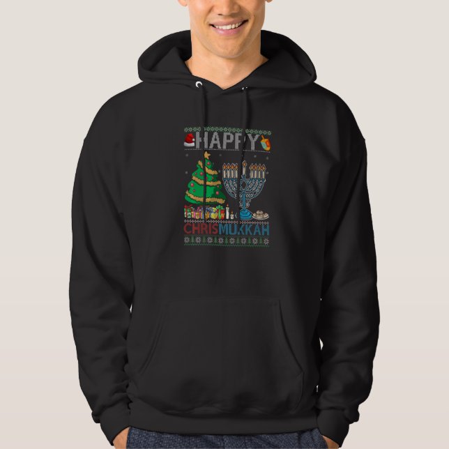 Happy Chrismukkah Jewish Christmas Hanukkah Chanuk Hoodie (Front)