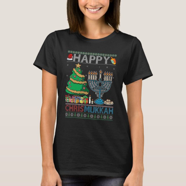 Happy Chrismukkah Jewish Christmas Hanukkah Chanuk T-Shirt (Front)