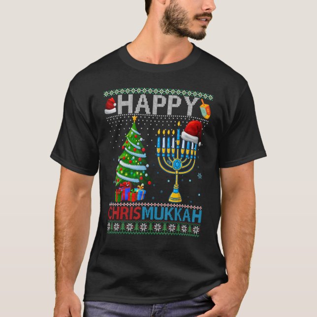Happy Chrismukkah Jewish Christmas Hanukkah Chanuk T-Shirt (Front)