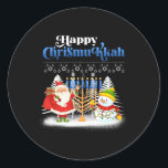 Happy Chrismukkah Jewish Christmas Hanukkah Classic Round Sticker<br><div class="desc">Santa Christmas Boys Kids Youth Men. Funny Humour graphic tee costume for those who believe in Santa Claus,  love Deer,  Reindeer,  Elf,  Elves,  singing songs,  party decorations,  tree,  hat,  socks This Christmas tee with Graphic is great Christmas gift</div>