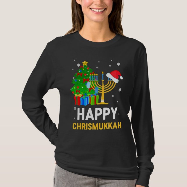Happy Chrismukkah Jewish Christmas Hanukkah Holida T-Shirt (Front)