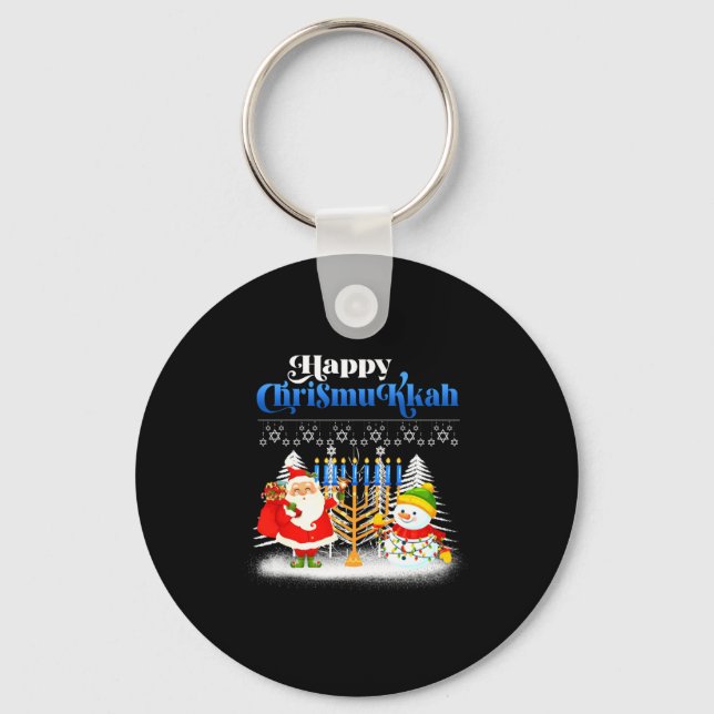 Happy Chrismukkah Jewish Christmas Hanukkah  Key Ring (Front)