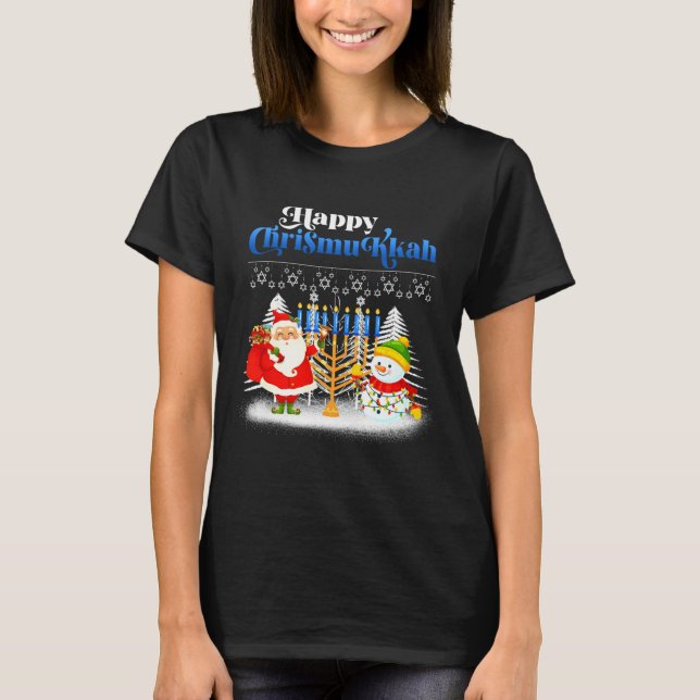 Happy Chrismukkah Jewish Christmas Hanukkah  T-Shirt (Front)