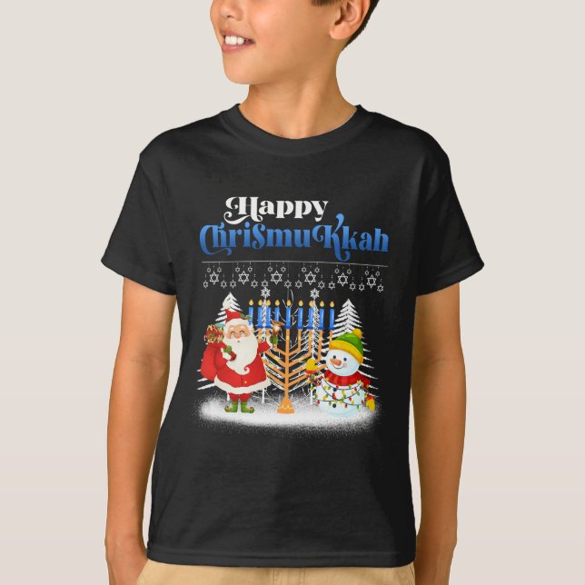 Happy Chrismukkah Jewish Christmas Hanukkah T-Shirt (Front)
