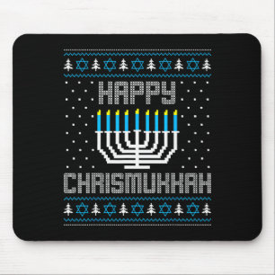 Happy Chrismukkah Menorah Ugly Sweater Christmas H Mouse Pad
