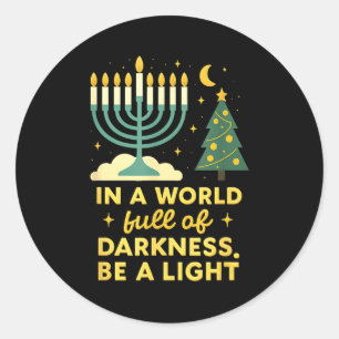Happy Chrismukkah Merry Christmas Happy Chanukah J Classic Round Sticker