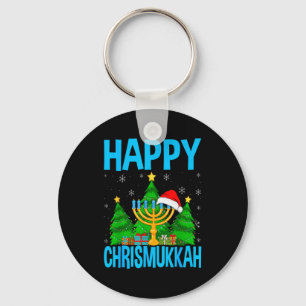 Happy Chrismukkah Santa Hat Christmas Hanukkah Sle Key Ring