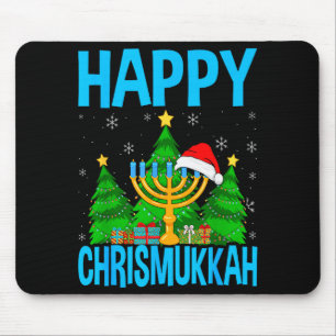 Happy Chrismukkah Santa Hat Christmas Hanukkah Sle Mouse Pad
