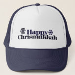 Happy chrismukkah trucker hat<br><div class="desc">Chrismukkah is a pop-culture neologism referring to the merging of the holidays of Christianity's Christmas and Judaism's Hanukkah</div>