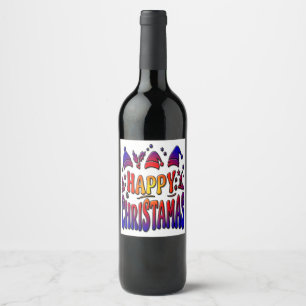 happy christamas wine label